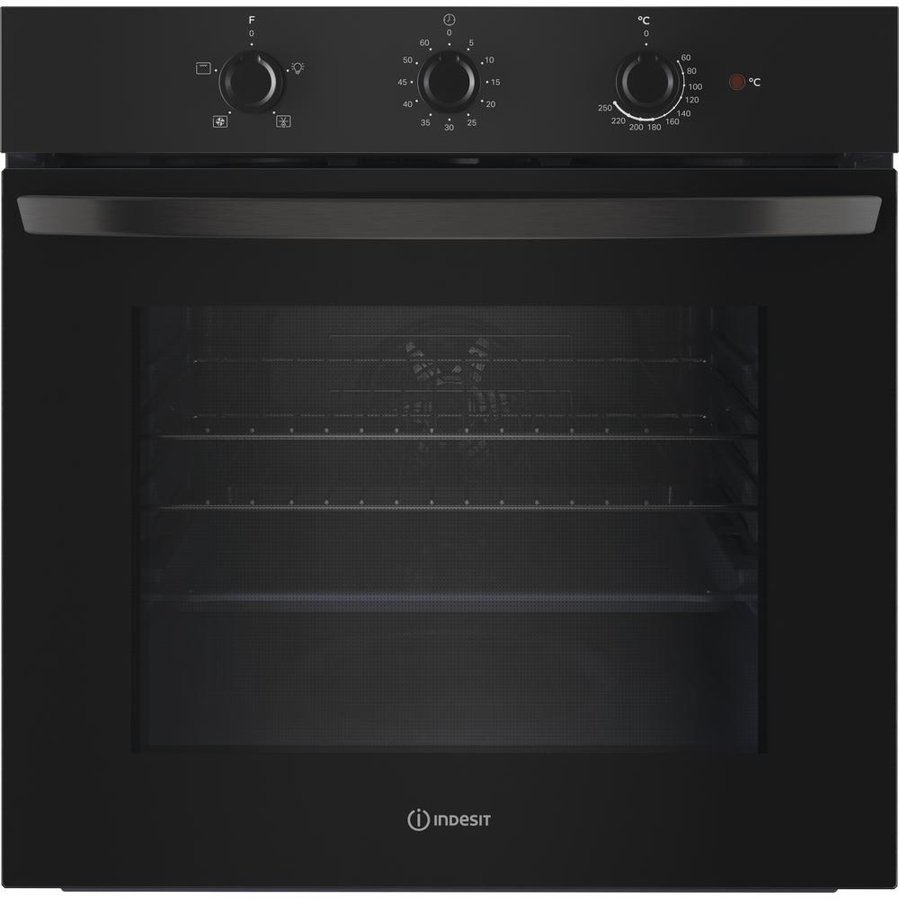 INDESIT Single Fan Oven - Enamel Coating - Grill Plus Fan - 66L With 3 Dial With Timer And A Energy In Black Model Code IO233BUK