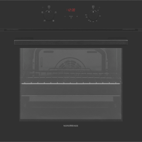 NordMende Built In 65L Single Fan Oven Grill Timer Black Glass | SO207BL